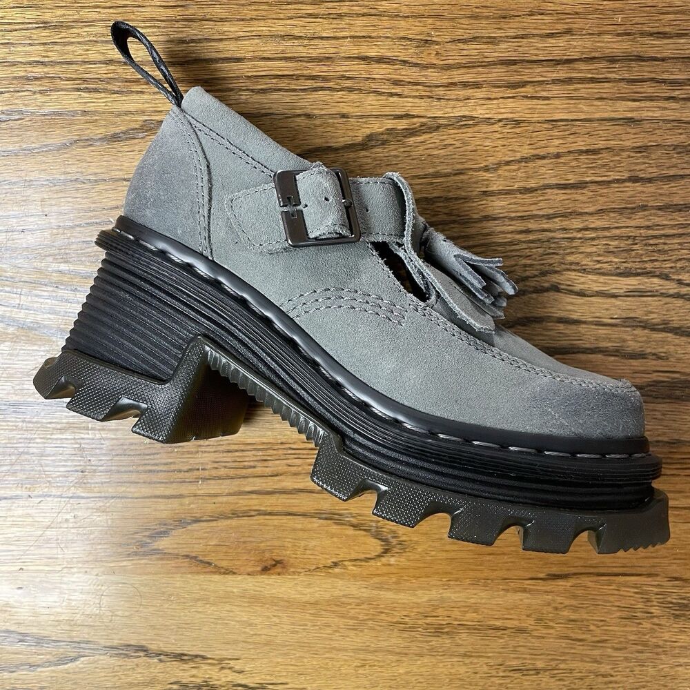 Dr. Martens Women's Corran Leather Mary Jane Heeled Shoes Size 5 NEW Grey Suede